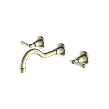 YORK WALL BASIN SET WITH METAL PORCELAIN LEVER TUB FILLER FAUCET WALL MOUNTED 2 HANDLES BATHTUB FAUCETS AGED BRASS (NR692107A02AB)