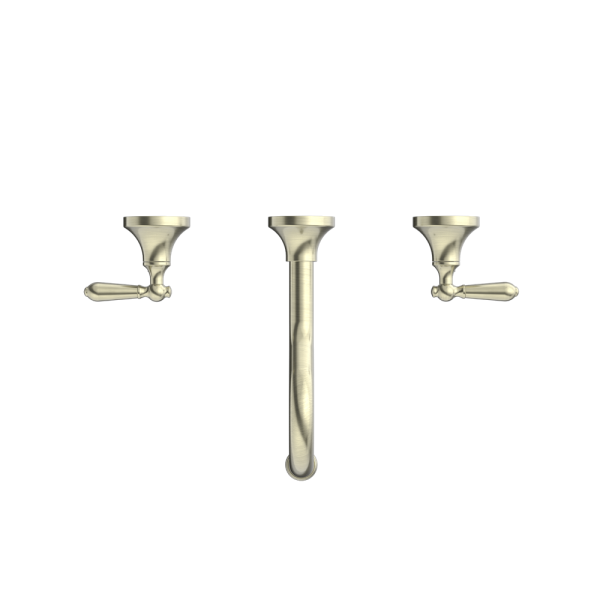 YORK WALL BASIN SET WITH METAL PORCELAIN LEVER TUB FILLER FAUCET WALL MOUNTED 2 HANDLES BATHTUB FAUCETS AGED BRASS (NR692107A02AB)