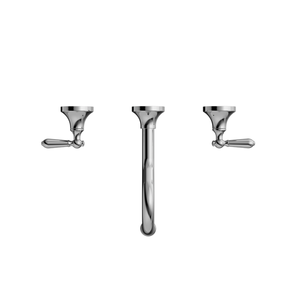 YORK WALL BASIN SET WITH METAL PORCELAIN LEVER TUB FILLER FAUCET WALL MOUNTED 2 HANDLES BATHTUB FAUCETS CHROME (NR692107A02CH)