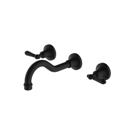 YORK WALL BASIN SET WITH METAL PORCELAIN LEVER TUB FILLER FAUCET WALL MOUNTED 2 HANDLES BATHTUB FAUCETS MATTE BLACK (NR692107A02MB)