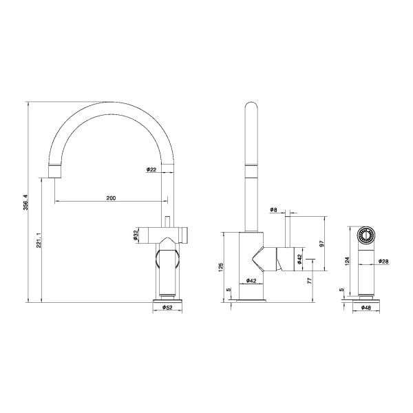 ZEN SS316L KITCHEN MIXER WITH HAND SPRAY HOT AND COLD WATER FAUCETS BRUSHED BRONZE (NR162208BZ)