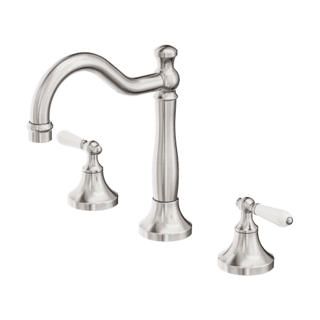 YORK BASIN TAP SET WITH WHITE PORCELAIN LEVER BATHROOM BASIN MIXER FAUCET Brushed Nickel (NR692102a01BN)