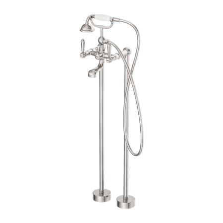 YORK FREESTANDING BATH SET WITH WHITE PORCELAIN HAND SHOWER Brushed Nickel (NR692103a01BN)
