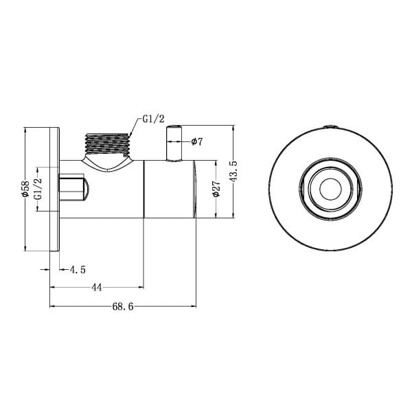 Angle Stop Valve Shutoff Valve Mini Cistern Stop Brushed Nickel (NR262109EBN)