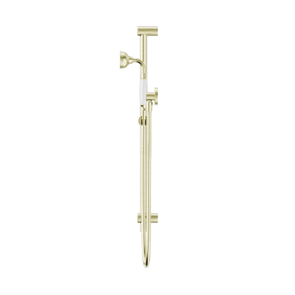 YORK SHOWER RAIL WITH WHITE PORCELAIN HAND SHOWER SET AGED BRASS (NR692105A01AB)