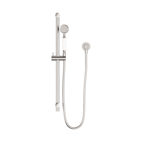 YORK SHOWER RAIL WITH WHITE PORCELAIN HAND SHOWER SET Brushed Nickel (NR692105A01BN)