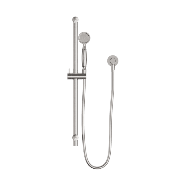 YORK SHOWER RAIL WITH METAL PORCELAIN HAND SHOWER SET BRUSHED NICKEL (NR692105A02BN)