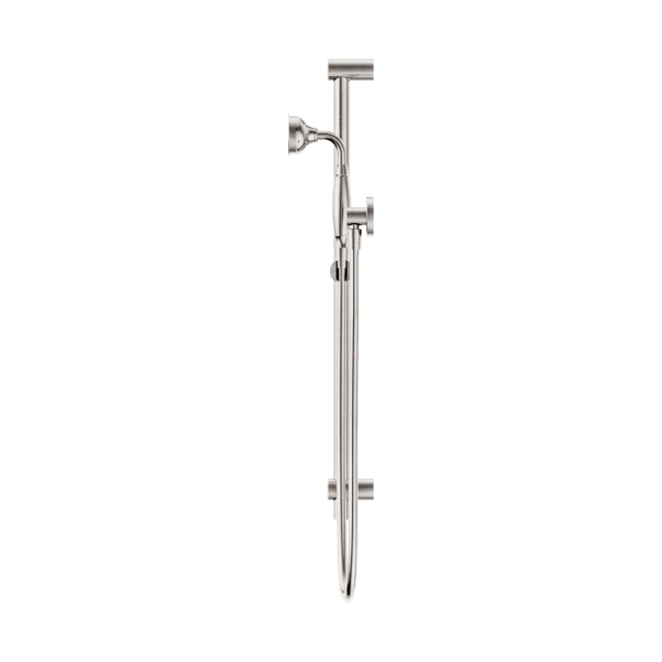 YORK SHOWER RAIL WITH METAL PORCELAIN HAND SHOWER SET BRUSHED NICKEL (NR692105A02BN)