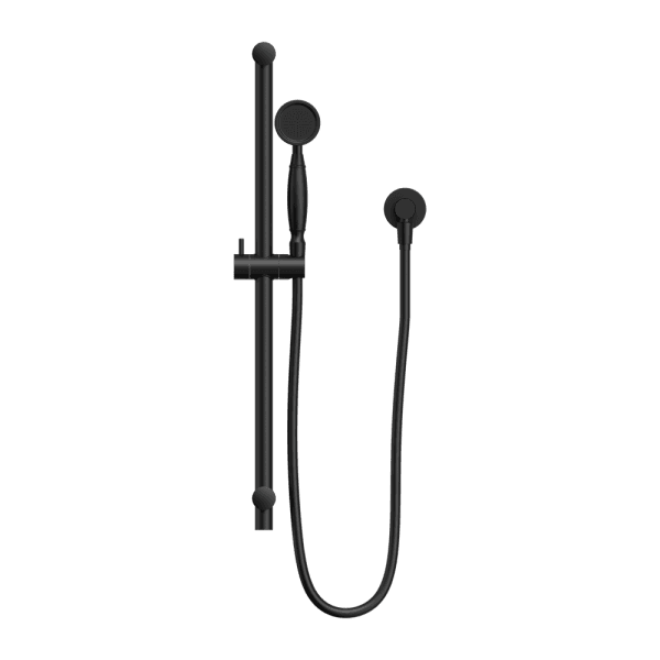 YORK SHOWER RAIL WITH METAL PORCELAIN HAND SHOWER SET Matte Black (NR692105A02MB)