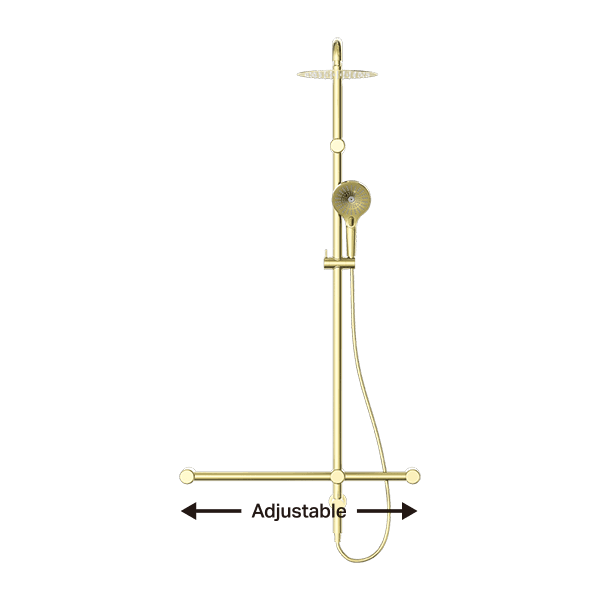 Mecca Care 32mm T Bar Grab Rail 1100x750mm Twin Shower Set Brushed Gold (NRCS008BG)