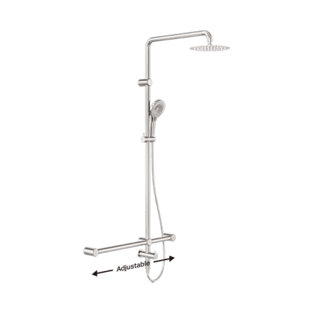 Mecca Care 32mm T Bar Grab Rail 1100x750mm Twin Shower Set Brushed Nickel (NRCS008BN)