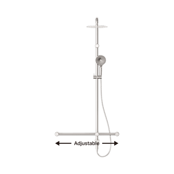 Mecca Care 32mm T Bar Grab Rail 1100x750mm Twin Shower Set Brushed Nickel (NRCS008BN)
