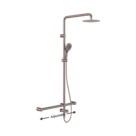 Mecca Care 32mm T Bar Grab Rail 1100x750mm Twin Shower Set Brushed Bronze (NRCS008BZ)