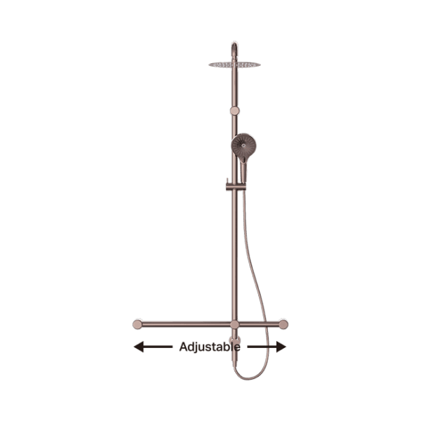 Mecca Care 32mm T Bar Grab Rail 1100x750mm Twin Shower Set Brushed Bronze (NRCS008BZ)