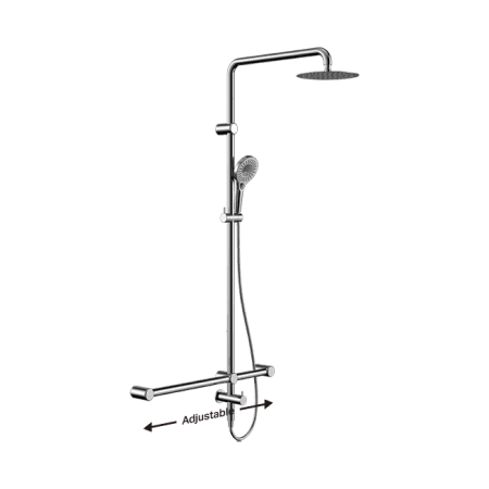 Mecca Care 32mm T Bar Grab Rail 1100x750mm Twin Shower Set Chrome (NRCS008CH)