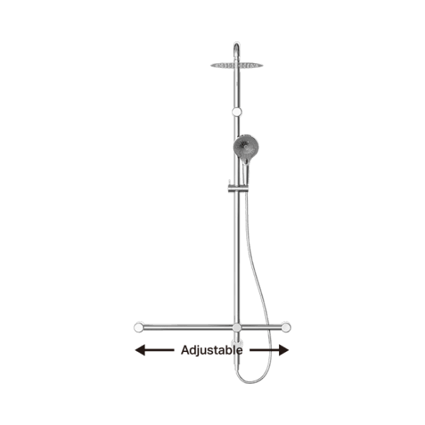 Mecca Care 32mm T Bar Grab Rail 1100x750mm Twin Shower Set Chrome (NRCS008CH)