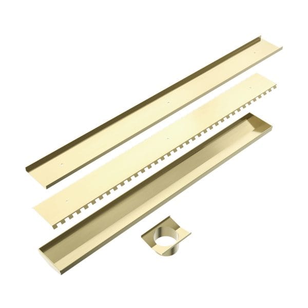 Tile Insert V Channel Floor Grate 80mm Outlet With Hole Saw Brushed Gold (NRFG003HSBG)