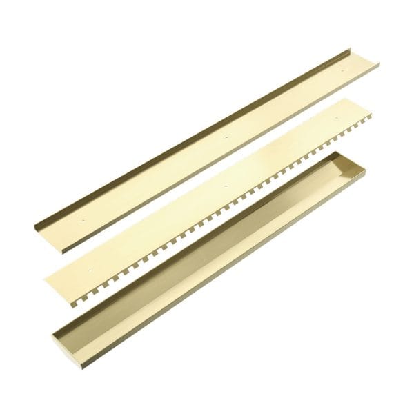 Tile Insert V Channel Floor Grate 80mm Outlet With Hole Saw Brushed Gold (NRFG003HSBG)