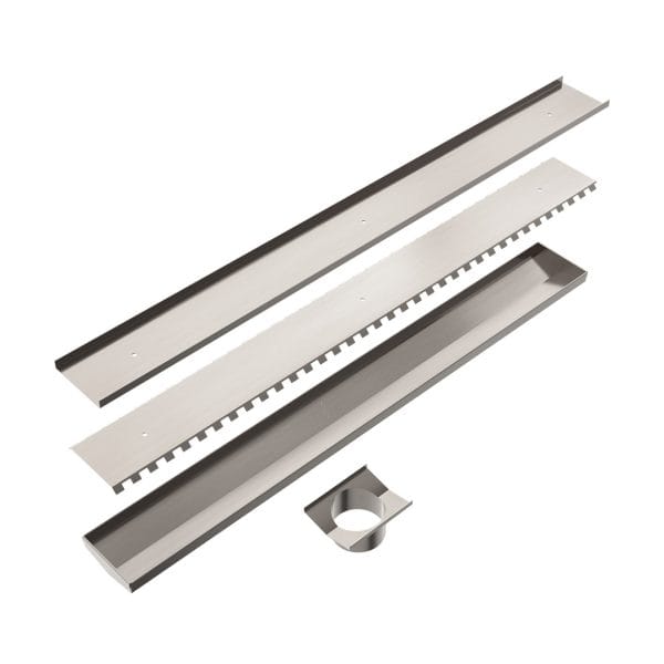 Tile Insert V Channel Floor Grate 80mm Outlet With Hole Saw Brushed Nickel (NRFG003HSBN)