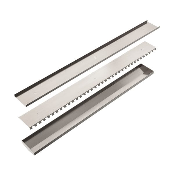 Tile Insert V Channel Floor Grate 80mm Outlet With Hole Saw Brushed Nickel (NRFG003HSBN)