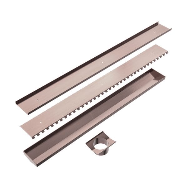 Tile Insert V Channel Floor Grate 80mm Outlet With Hole Saw Brushed Bronze (NRFG003HSBZ)