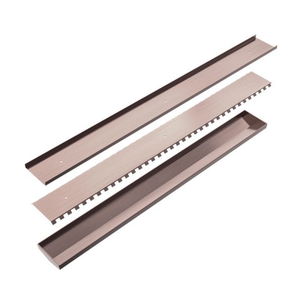 Tile Insert V Channel Floor Grate 80mm Outlet With Hole Saw Brushed Bronze (NRFG003HSBZ)