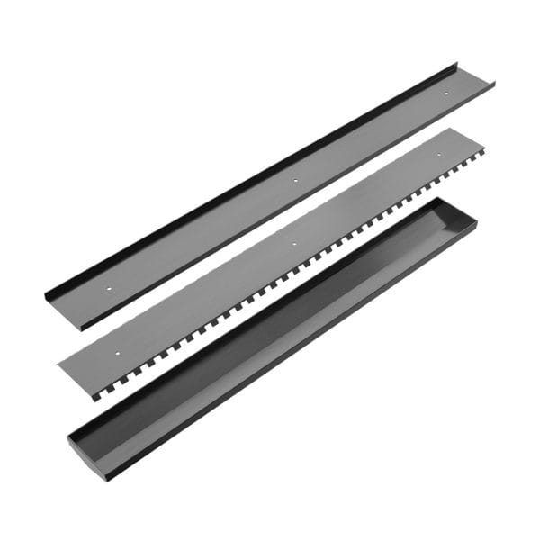 Tile Insert V Channel Floor Grate 80mm Outlet With Hole Saw Gun Metal (NRFG003HSGM)
