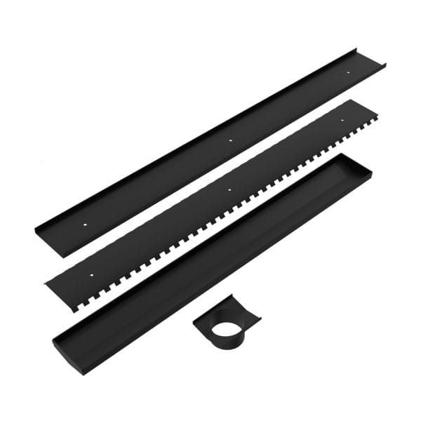 Tile Insert V Channel Floor Grate 80mm Outlet With Hole Saw Matte Black (NRFG003HSMB)