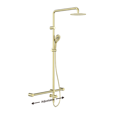 Mecca Care 32mm T Bar Grab Rail 1100x750mm Twin Shower Set Brushed Gold (NRCS008BG)