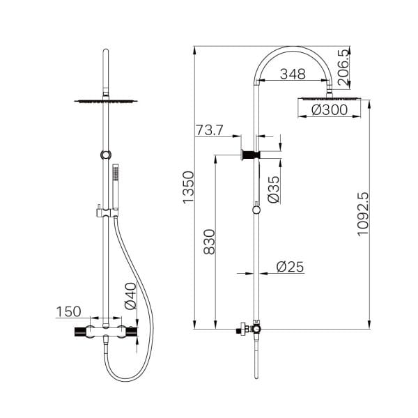 SAN ROMEDIO THERMOSTATIC SHOWER SET BRUSHED BRONZE (NR212305kBZ)