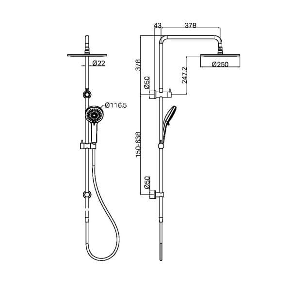 Round Twin Shower Brushed Nickel (NR250805dBN)