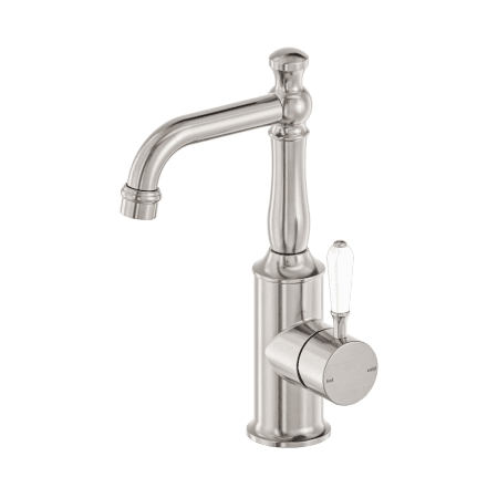 York Basin Mixer With White Porcelain Lever Brushed Nickel (NR69210101BN)
