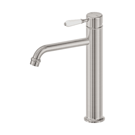 York Straight Tall Basin Mixer With White Porcelain Lever Brushed Nickel (NR692101a01BN)