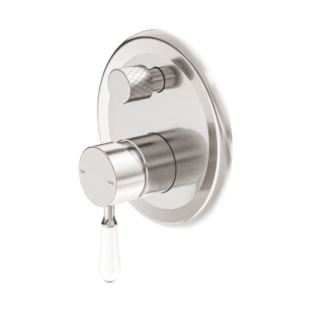 York Shower Mixer With Divertor With White Porcelain Lever Brushed Nickel (NR692109a01BN)