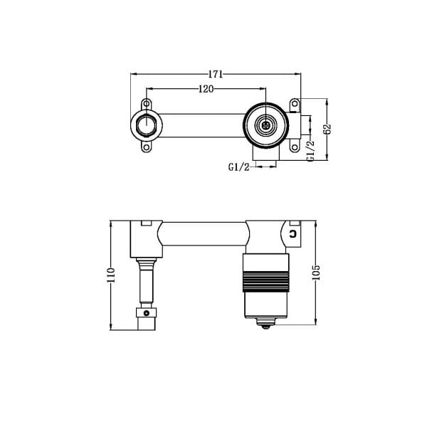 SS316L 35mm Premium Universal Wall Basin/Bath Mixer Body Only (NRUB005)