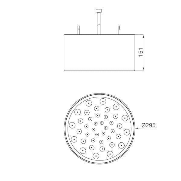 SERENITY CEILING SHOWER HEAD MATTE BLACK (24D001MB)