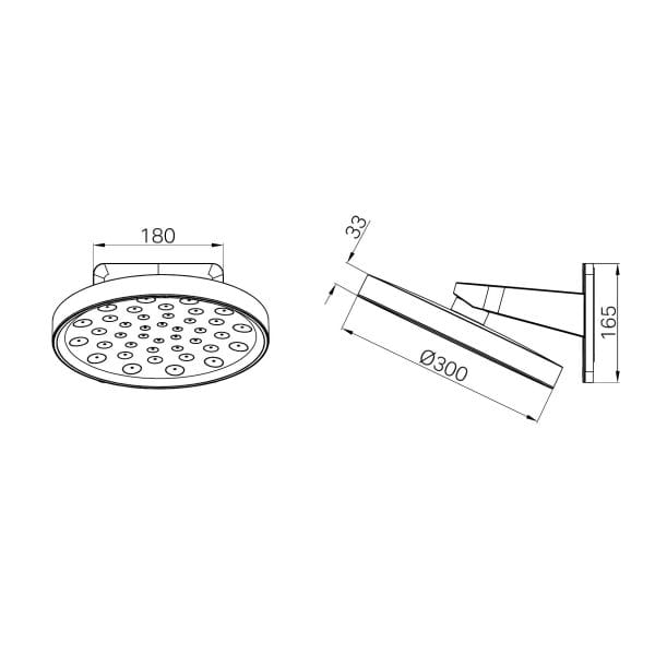 SERENITY WALL SHOWER HEAD BRUSHED GOLD (24D002BG)