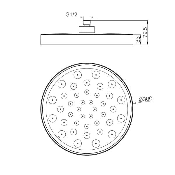 SERENITY SHOWER HEAD MATTE BLACK (24D004MB)
