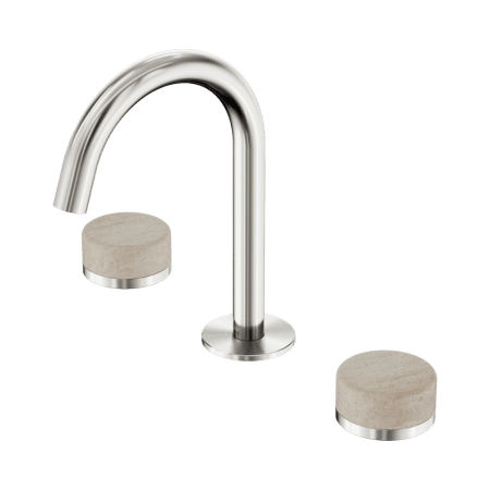 SERENITY BASIN SET ARC SPOUT WITH ROME TRAVERTINE HANDLE BRUSHED NICKEL (24D013BN)