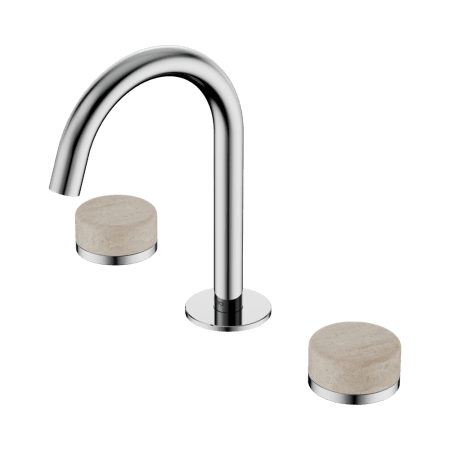 SERENITY BASIN SET ARC SPOUT WITH ROME TRAVERTINE HANDLE CHROME (24D013CH)