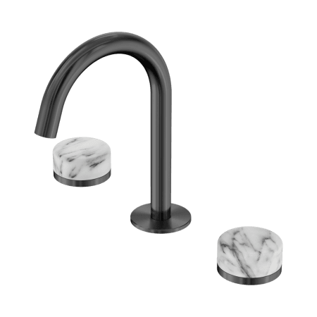 SERENITY BASIN SET ARC SPOUT WITH ARABESCATO CORCHIA HANDLE GUN METAL (24D014GM)