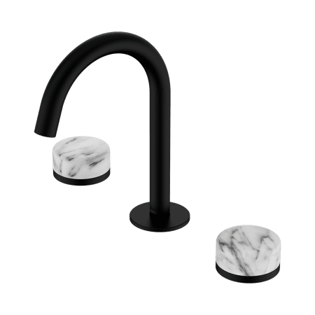 SERENITY BASIN SET ARC SPOUT WITH ARABESCATO CORCHIA HANDLE MATTE BLACK (24D014MB)