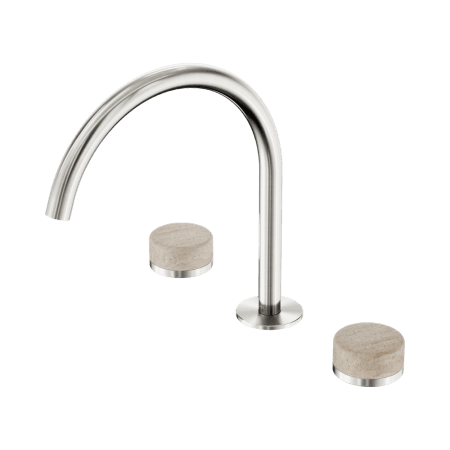 SERENITY BATH/KITCHEN SET ARC SPOUT WITH ROME TRAVERTINE HANDLE BRUSHED NICKEL (24D019BN)