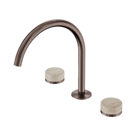 SERENITY BATH/KITCHEN SET ARC SPOUT WITH ROME TRAVERTINE HANDLE BRUSHED BRONZE (24D019BZ)