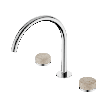 SERENITY BATH/KITCHEN SET ARC SPOUT WITH ROME TRAVERTINE HANDLE CHROME (24D019CH)
