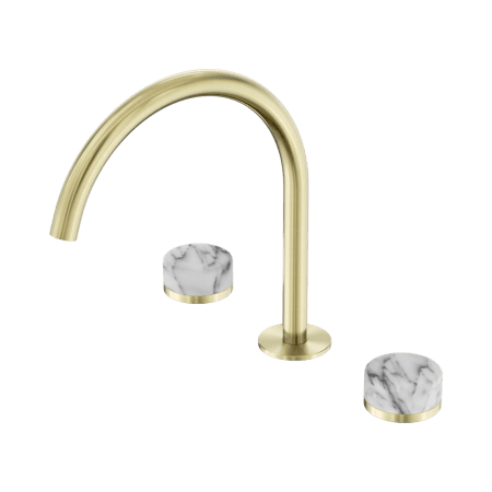 SERENITY BATH/KITCHEN SET ARC SPOUT WITH ARABESCATO CORCHIA HANDLE BRUSHED GOLD (24D020BG)