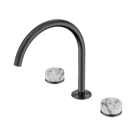 SERENITY BATH/KITCHEN SET ARC SPOUT WITH ARABESCATO CORCHIA HANDLE GUN METAL (24D020GM)