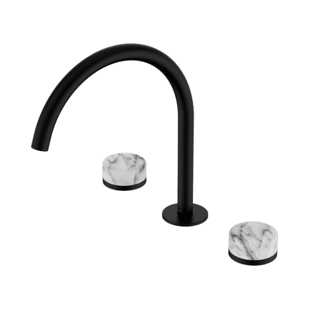 SERENITY BATH/KITCHEN SET ARC SPOUT WITH ARABESCATO CORCHIA HANDLE MATTE BLACK (24D020MB)