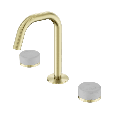SERENITY BASIN SET EDGE SPOUT WITH CARRARA HANDLE BRUSHED GOLD (24D023BG)