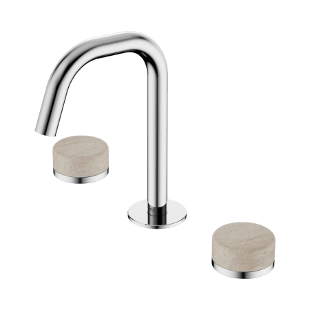 SERENITY BASIN SET EDGE SPOUT WITH ROME TRAVERTINE HANDLE CHROME (24D025CH)